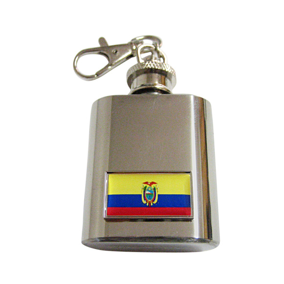 Thin Bordered Ecuador Flag Keychain Flask - Picture 1 of 1